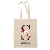 Tote Bag beige Sylvaine Lettre Fleur - Planetee