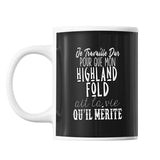 Mug Highland Fold Je travaille dur - Planetee