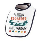 Bavoir bébé Ma mission Moto GP avec Parrain - Planetee