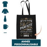 Tote Bag Femme Parfaite Année Personnalisable - Planetee