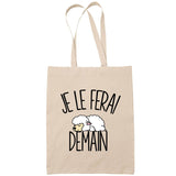 Sac Tote Bag mouton je le ferai demain beige - Planetee