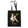 Tote Bag noir Karen Lettre Fleur - Planetee