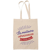 Sac Tote Bag Vernisseuse Femme Meilleure du Monde beige - Planetee
