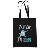 Sac Tote Bag Escrime Design Je peux pas Noir - Planetee