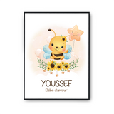 Affiche Youssef bébé d'amour abeille - Planetee