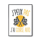 Affiche Course auto j'peux pas Blanc Premium - Planetee