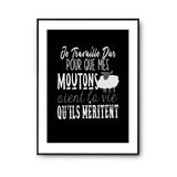 Affiche Moutons Je travaille dur - Planetee