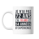 Mug 72 Ans Expérience Blanc - Planetee