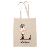 Tote Bag beige Lucienne Lettre Fleur - Planetee