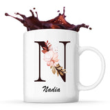 Mug Blanc Nadège Lettre Fleur - Planetee