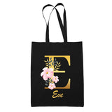 Tote Bag noir Eve Lettre Fleur - Planetee