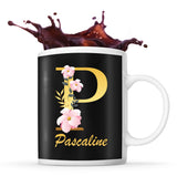 Mug noir Pascaline Lettre Fleur - Planetee