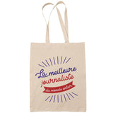 Sac Tote Bag Journaliste Femme Meilleure du Monde beige - Planetee