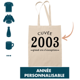 Tote Bag Cuvée Grand Cru d'Exception Année Personnalisable - Planetee