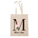 Tote Bag beige Marie-Ange Lettre Fleur - Planetee