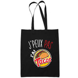 Sac Tote Bag Tacos Je peux pas Noir - Planetee