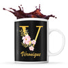 Mug noir Véronique Lettre Fleur - Planetee