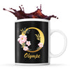 Mug noir Olympe Lettre Fleur - Planetee
