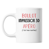 Mug Impression 3d C'est ma Routine Blanc - Planetee