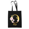 Tote Bag noir Olga Lettre Fleur - Planetee