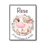 Affiche Rose Amour et Biberon de Lait Vache - Planetee