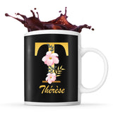 Mug noir Thérèse Lettre Fleur - Planetee