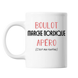 Mug Marche Nordique C'est ma Routine Blanc - Planetee