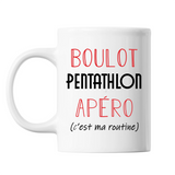 Mug Pentathlon C'est ma Routine Blanc - Planetee