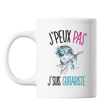 Mug Guitariste femme j'peux pas Blanc - Planetee