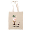 Tote Bag beige Lou-Ann Lettre Fleur - Planetee