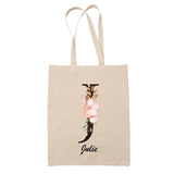 Tote Bag beige Julie Lettre Fleur - Planetee