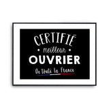 Affiche Ouvrier Homme Meilleur de France Métier - Planetee