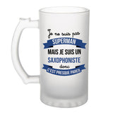Chope de bière Je ne suis pas Superman, je suis Saxophoniste - Planetee