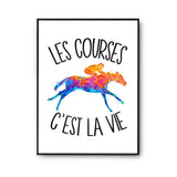 Affiche Courses hippiques c'est la vie Chevaux - Planetee