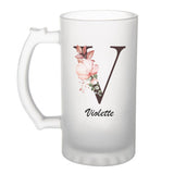 Chope de bière Violette Lettre Fleur - Planetee