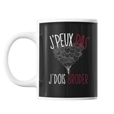Mug Broder broderie j'peux pas Noir - Planetee