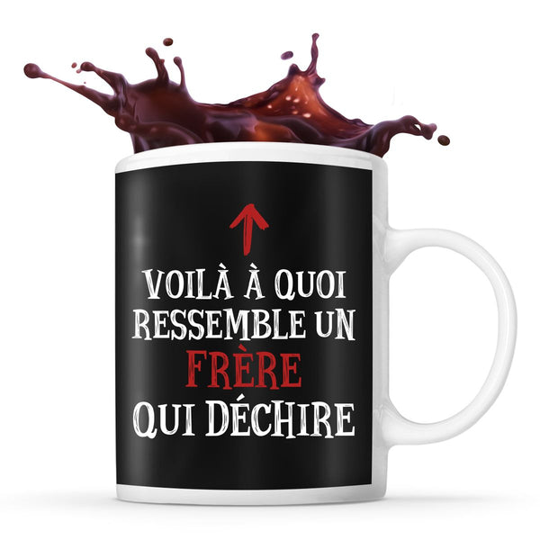 Mug noir Qui Dechire Frère - Planetee