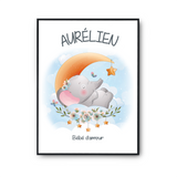 Affiche Aurélien bébé d'amour éléphant - Planetee