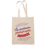 Sac Tote Bag Photographe Femme Meilleure du Monde beige - Planetee