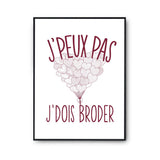Affiche Broder j'peux pas Blanc Premium - Planetee