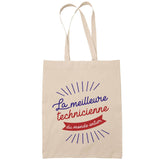 Sac Tote Bag Technicienne Femme Meilleure du Monde beige - Planetee