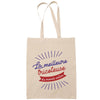 Sac Tote Bag Tricoteuse Femme Meilleure du Monde beige - Planetee