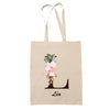 Tote Bag beige Léa Lettre Fleur - Planetee