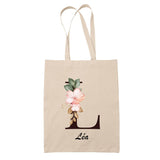 Tote Bag beige Léa Lettre Fleur - Planetee