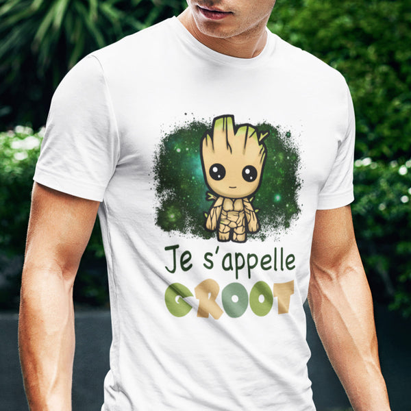 T-shirt homme Je s'appelle Groot blanc - Planetee