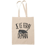 Sac Tote Bag panthère noire je le ferai demain beige - Planetee
