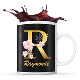 Mug noir Raymonde Lettre Fleur - Planetee