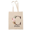 Tote Bag beige Constance Lettre Fleur - Planetee