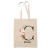 Tote Bag beige Corinne Lettre Fleur - Planetee