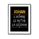 Affiche Johan prénom mythe légende Jaune - Planetee